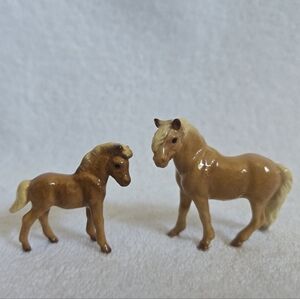 Vintage Hagen Renaker Shetland Stallion and Foal Horse Set
